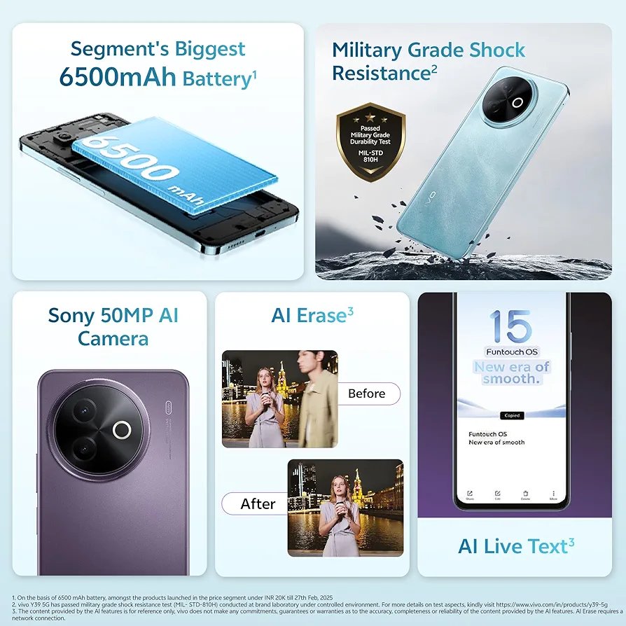 Vivo Y39 5G (Lotus Purple, 8GB RAM, 128GB Storage) - Image 2