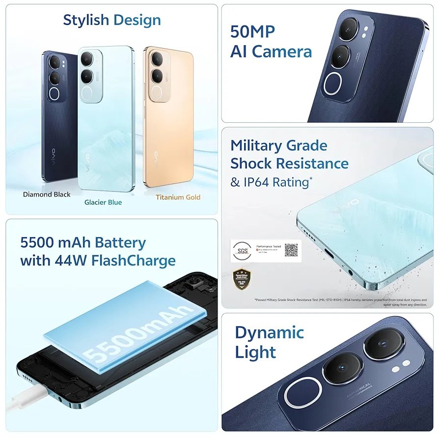 Vivo Y29 5G (Diamond Black, 6GB RAM, 128GB Storage) - Image 2